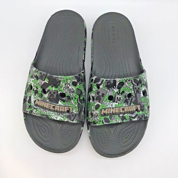 Crocs x Minecraft Iconic Comfort Sandals Men's 5 Women's 7 Gray Classic Slides - Picture 5 of 11